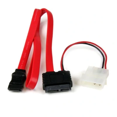 Immagine di StarTech.com SLSATAF20 Cavo Adattatore Slimline SATA a E, Alimentazione LP4, 50 cm, Rosso