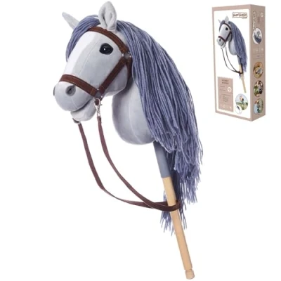 Immagine di HOPPIHORSE Edizione Sportiva Hobby Horse A3, Cavallo con Bastone Cavezza, redini, Tracolla, Coda e Impugnatura in Silicone, di Alta qualità Peluche Una Confezione Regalo
