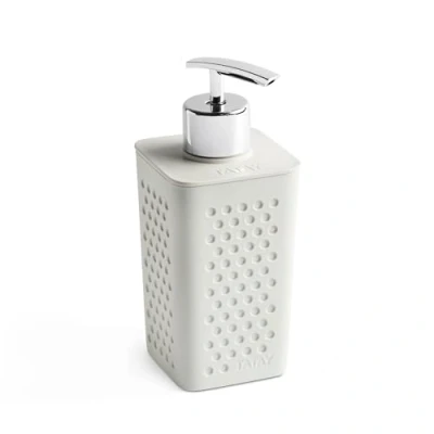 Immagine di TATAY Dispenser per sapone Bohol, in polipropilene, senza BPA, plastica riciclata al 100%, bianco. Dimensioni: 7 x 6,5 16 cm