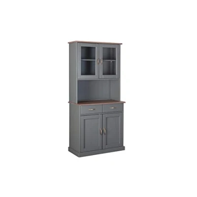 Immagine di Inter Link FSC Vetrinetta per Buffet con 4 Ante e 2 cassetti, in Legno Massiccio, Colore: Grigio, Seppia Marrone, Sala da Pranzo, Cucina, 90 x 45 191 cm