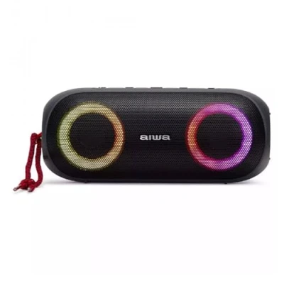 Immagine di Aiwa BST 650: Altoparlante Bluetooth TWS compatto, durevole e potente con tecnologia HyperBass, (20W RMS, illuminazione LED RGB 9 modalità, lettore di schede, resistente all&#039;acqua). Colore: nero.
