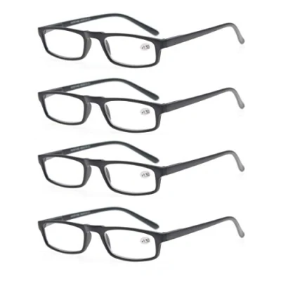 Immagine di MODFANS Confezione da 4 Occhiali Lettura 2.0 per Uomo/Donna, Cerniera a Molla,Leggera,Visione Chiara,Lente Trasparente con Custodia,Colore Nero