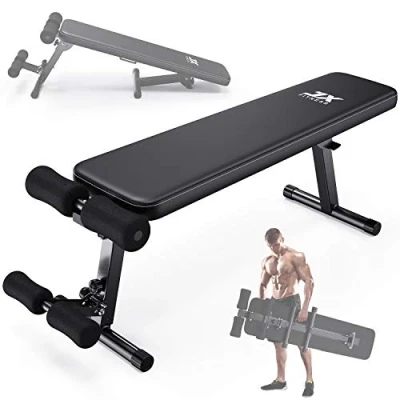 Immagine di JX FITNESS Panca per Allenamento, Pesi Palestra Pieghevole panche addominali, Piedini in gomma antiscivolo, piatta allenamento con bilanciere sit up Nero