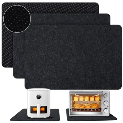 Immagine di Votoko Tappetino Resistente al Calore Grigio Scuro, 3 Pezzi per Friggitrice ad Aria, Macchina da Caffè, in Feltro Antiscivolo e Isolante, 30x44 cm