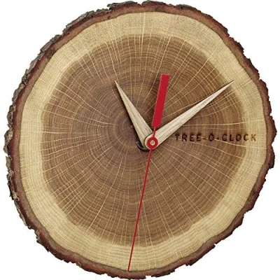 Immagine di TFA Dostmann TREE O CLOCK orologio da parete in legno di quercia, 60.3046.08, alta qualità, fatto a mano nell&#039;UE, unico, oliato, marrone, L242 x L42 H234 mm
