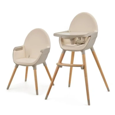 Immagine di Kinderkraft Seggiolone Pappa FINI2, 2 in 1, Rialzo da Sedia, Poggiapiedi Vassoio Regolabile, per Bambini 6 Mesi fino 5 Anni, Beige