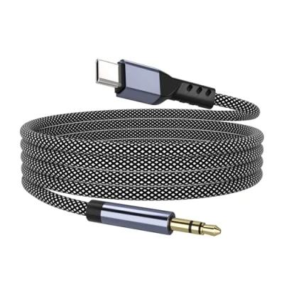 Immagine di YISH Cavo Aux USB C 1M：Jack Audio Tipo a 3.5mm Jack Nylon Compatibile con iPhone 16 Pro Max/15 Max Plus Samsung Galaxy S24/S23/S22 Ultra Pixel iPad per Auto