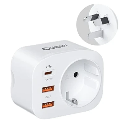 Immagine di Unidapt Adattatore universale Australia Tipo I USB C PD 20W Adattatori da viaggio presa AU, Spina per Cina Nuova Zelanda Travel Plug Adapter, Bianco