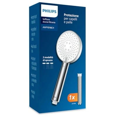 Immagine di Philips Soffione doccia con filtro, rimuove efficacemente cloro e altre particelle di grandi dimensioni, tre modalità spruzzo, design rinforzante, capacità filtro 1 mese
