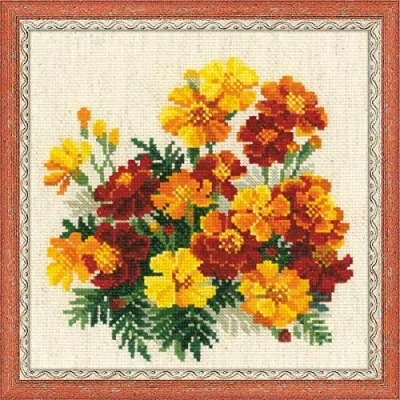 Immagine di RIOLIS 1556 Mari Golds Cross Stitch Kit, Cotone, Multi Color, 20 X 0, 1 cm