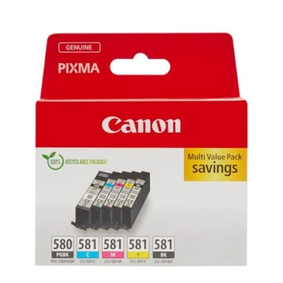 Immagine di Canon Cartuccia PGI 580/CLI 581 PGBK/C/M/Y/BK Multi Pack Originale Imballo multiplo Nero, Ciano, Magenta, Giallo 2078C007