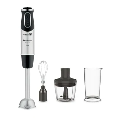 Immagine di Moulinex DD6558 Quickchef 3in1 Frullatore a Immersione, 1000 W, Mixer con Tecnologia Powelix e 10 Velocità, 3 Accessori, Bicchiere 800 ml, Tritatutto 500 ml Frusta, Lame in Acciaio Inossidabile