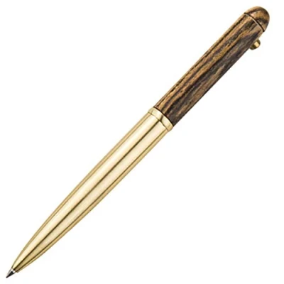 Immagine di Gullor Penna a sfera realizzata mano in legno, palissandro e ottone strisce gialle brunastre