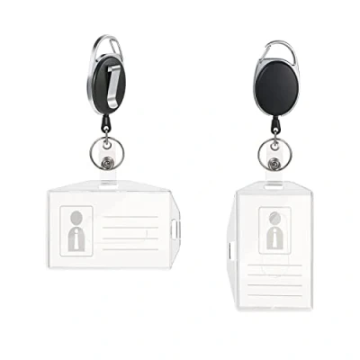 Immagine di Vicloon Porta Badge, Retrattile Bobina Clip ID Badge Portabiglietti con Portachiavi Estensibile Bedge 2 Appendi la Scelta per Affari, Esposizione e Ufficio, Pezzi
