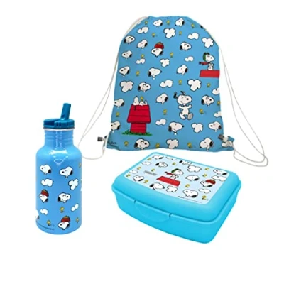 Immagine di NERTHUS FIH 1065 Set Zaino + Box Bottiglia Alluminio Snoopy