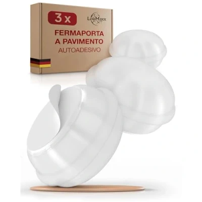 Immagine di LouMaxx Fermaporta pavimento autoadesivo in gomma Set di 3 trasparente a forma Macarons fondo adesivo La protezione perfetta contro le