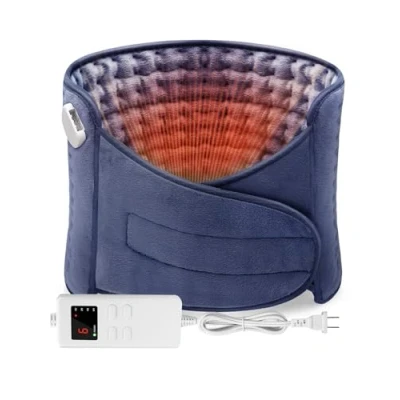 Immagine di Termoforo Elettrico Lombare con 6 Livelli di Temperatura e 4 Impostazioni Tempo, Spegnimento Automatico per Schiena, Collo, Spalle, Addome 120 x 30cm Blu