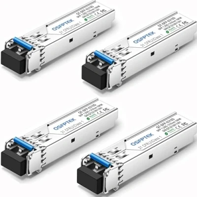 Immagine di QSFPTEK Confezione da 4 Moduli SFP Gigabit 1000BASE LX/LH, 1310 NM, 10 km, DDM, ricetrasmettitore LC Mini GBIC monomodale per Cisco GLC LH SMD/GLC LX SM RGD, Ubiquiti UF 1G, Mikrotik,