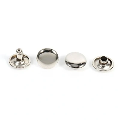 Immagine di 100 Set Doppio Cappuccio Rivetto per le Riparazioni Artigianali in Pelle Decorazione Tubolari Metallo Borchie Kit 10 x 8mm DIY Borsa Scarpe Riparazioni(Argento)