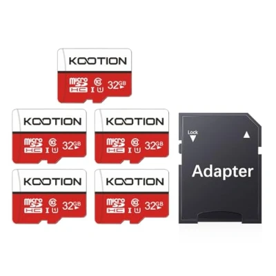 Immagine di Scheda Micro SD 32GB Classe 10, KOOTION Memoria TF (A1 e U1) per Telefono, Videocamera, Switch, Gopro, Tablet, Pack 5 Unità Alta Velocità di Lettura Fino a 100 MB/s