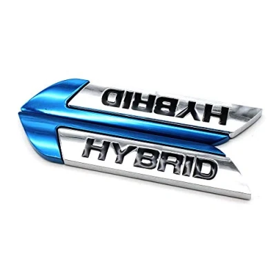 Immagine di HIGGER 1Pair Emblema distintivo in metallo per auto 3D HYBRID Trunk Logo adesivo decal la maggior parte delle (Blu)
