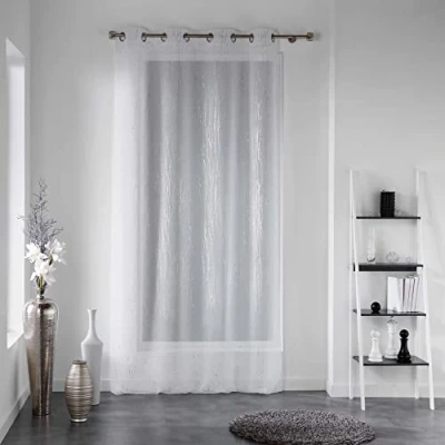 Immagine di Douceur d&#039;Intérieur, Tenda con occhielli, 140 x 180 cm, colore: bianco sabbiato Applique, filiana