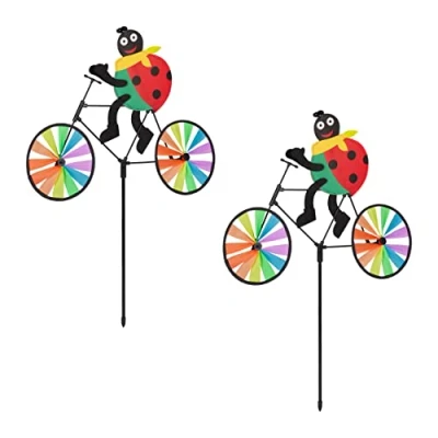 Immagine di Relaxdays Set da 2 Girandole a Vento, Coccinella, Giardino e Balcone, Gioco Bambini, HLP 75,5 x 52 4 cm, Colorata, 70% Poliestere 20% plastica 10% Ferro