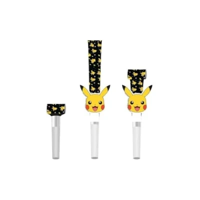 Immagine di Amscan Confezione da 8 Pezzi con Licenza Ufficiale Pokémon per Feste di Compleanno Bambini, Motivo: Pikachu Noisemakers, Multicolore, 9917122