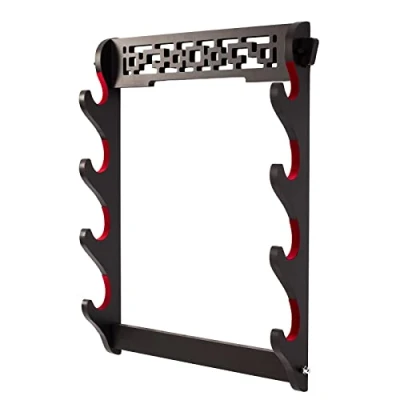 Immagine di FOXSMZZ Supporto per Spada a 4 livelli da parete Samurai Stand Display Katana Wakizashi Tanto Appendiabiti Rack Cinque Strati