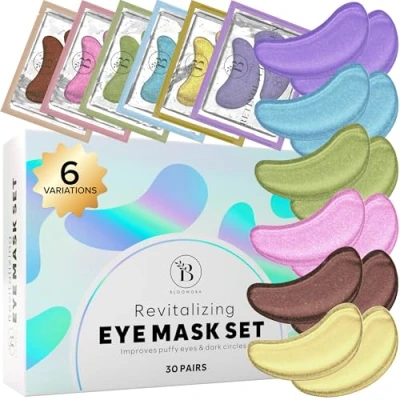 Immagine di BLOOMORA Patch Occhi (30 paia, mix varietà) Maschera con Niacinamide e Acido ialuronico Occhiaie Borse