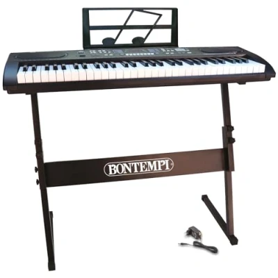 Immagine di Bontempi Flash HarmonyLegs Tastiera Digitale a 61 Tasti con Gambe in Metallo, Connessione USB e Adattatore di Rete per un&#039;Armonia Completa, Colore Nero, L94cm x W31cm D90cm, 16 6125