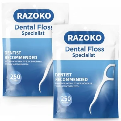 Immagine di Filo interdentale Picks Stick per stuzzicadenti High Pull, Floss Picks, Flossers monouso non aromatizzati Refill Pack 500 PCS