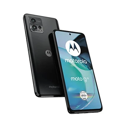 Immagine di Motorola Moto g72 Smartphone (display FHD+ da 6,6&quot;, fotocamera 108 MP, 6/128 GB, 5000 mAh, Android 12), grigio meteorite, con cover protettiva e adattatore per auto [esclusiva su Amazon]
