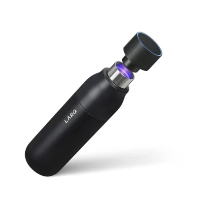Immagine di LARQ Bottiglia PureVis 740ml di vetro per acqua autopulente e isolata in acciaio inox con depuratore UV design premiato 2 Anni Garanzia, Obsidian Black