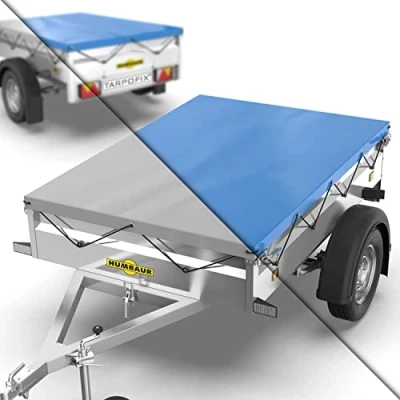 Immagine di Tarpofix® Telo per rimorchio auto 211 x 116 8 cm incl. Corda telone Bordo rinforzato e copri in materiale PVC ideale vari modelli di rimorchi da 750 kg
