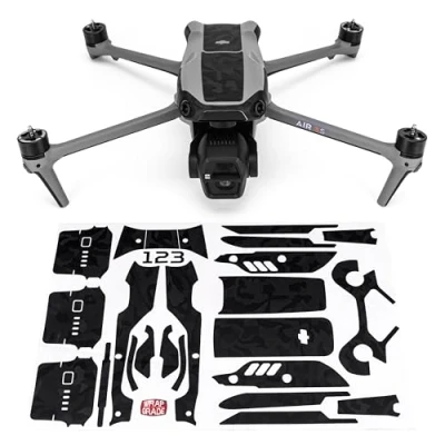 Immagine di Wrapgrade Skin Compatibile con DJI Air 3S Accent Color (Black Bumpy Camo)