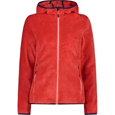 Immagine di CMP Giacca in pile Highloft da donna con cappuccio fisso, Red Fluo Blue Ink, 42