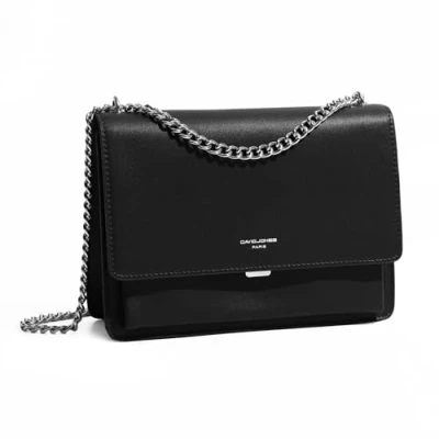 Immagine di David Jones borsa a tracolla da donna Custodia per cellulare in pelle PU rigida Catene indossate spalla rettangolare sera shopping città alla moda, Nero , taglia unica,