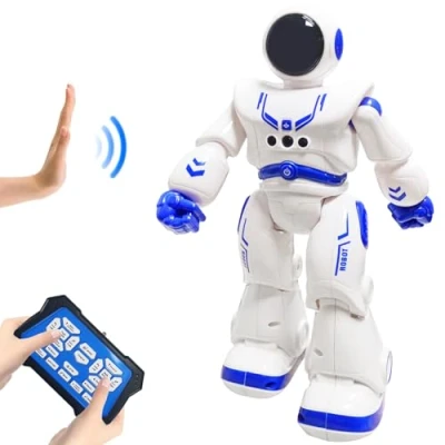 Immagine di HUSAN RC Robot per Bambini, Intelligente Interattivo Controllo a Infrarossi Programmabili Canto Danza Sensazione di gesti Giocattoli bambini (Blu )