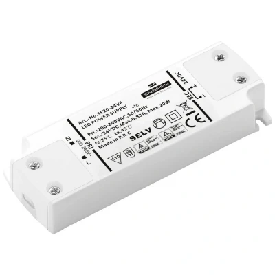 Immagine di Dehner Elektronik SE 20 24VF (24VDC) Trasformatore per LED, Driver LED Tensione costante W 0.833 A 24 V/DC adatto mobili, Protezione sovraccarico,