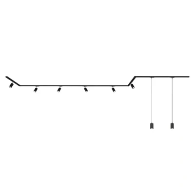 Immagine di BRILONER Set completo di binari, 6x spot GU10 orientabili, 2x a sospensione, sistema binari soffitto, binario per faretti, lampada faretto, 5,25m, nero