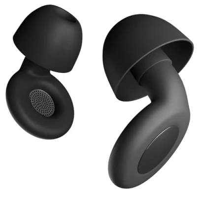 Immagine di Tappi Orecchie Dormire August EAR530 Silicone Morbido Riutilizzabile e Lavabile Loop Earplugs, SNR 25dB per Antirumore il Volo,4 Taglie XS/S/M/L con Custodia Nero