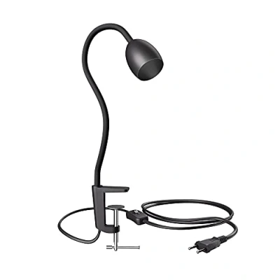Immagine di ledscom.de Lampada a morsetto, collo d&#039;oca KLUK, interruttore, nero opaco, 1x GU10 max. 60W, protezione antigraffio, focalizzazione spot, spot diretto, luce regolabile, montaggio design
