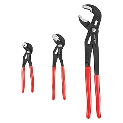 Immagine di MAXPOWER Set di 3 Pinza Regolabile 175/240/415 mm, Pinze a Giunto Scorrevole Pappagallo Serraggio Piatto per Tubi e Dadi