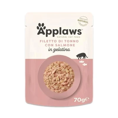 Immagine di Applaws 8256ML A 718385/2710 Sacchetto di tonno con salmone in gelatina, confezione da 16 pezzi (16 x 70 g)