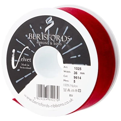 Immagine di Berisfords Nastro di Velluto, Dark Red, 10.2 x 4.5 cm