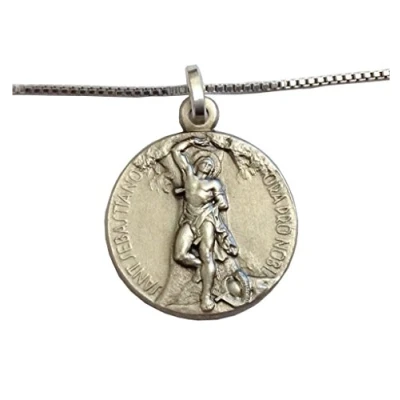 Immagine di Medaglia di San Sebastiano In Argento Massiccio 925 con Catenina