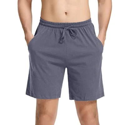 Immagine di Irdcomps Pantaloncini Pigiama da Uomo Cotone Pantaloni Corti Bermuda Casual Pantalone Corto Estivo in Tinta Unita con Coulisse e Tasche Comodo Traspirante Grigio Scuro XL