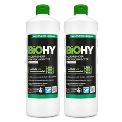 Immagine di BiOHY Detergente per pavimenti robot aspirapolvere con profumo di arancia (2 bottiglie da 1l) concentrato tutti i senza schiuma e (Wischroboter Orange)