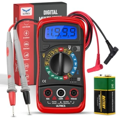 Immagine di ULTRICS Multimetro Digitale, Professionale Amperometro Voltmetro Ohmmetro, Mini Portatile Multimeter Elettrico Amp Ohm Volt DC/AC Corrente (Multimetro Digitale D2)